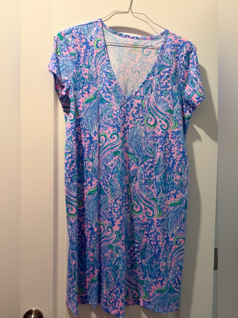 Lilly Pulitzer Pink, Blue & Green V-Neck Dress